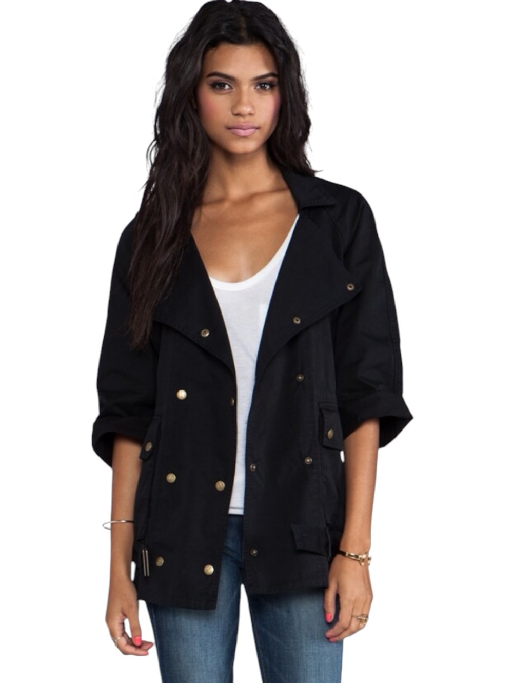 Current Elliott Infantry Jacket Washed Black Womens Size 1 Small Cotton Utility